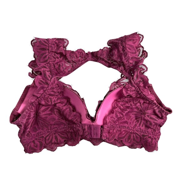 PINK Victoria's Secret Underwired Lace Date Push-up Bralette  Size L  Dark Mauve - Picture 2 of 8